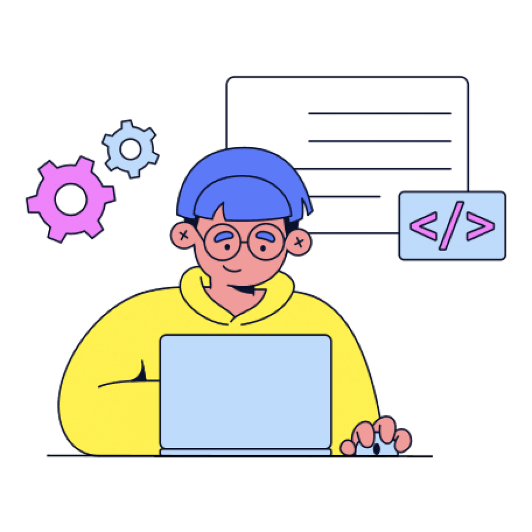 young boy coding illustrator